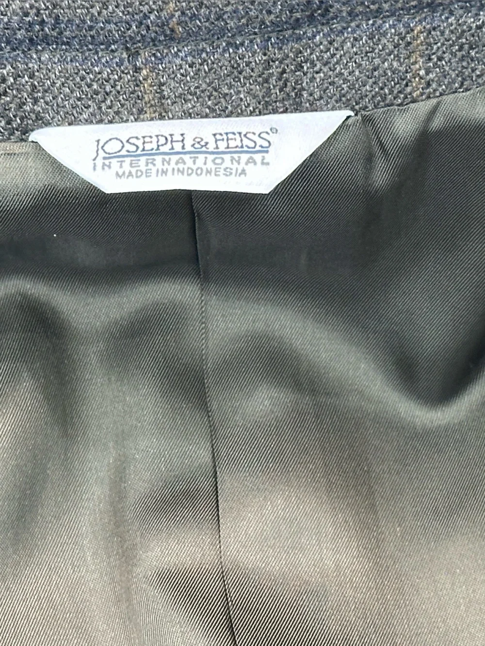 Joseph & Feiss International 100% Lambswool Sport Coat Gray Windowpane Blazer
